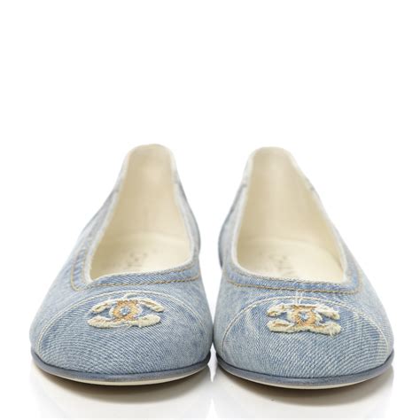 chanel ballerina shoes|chanel denim ballerina flats.